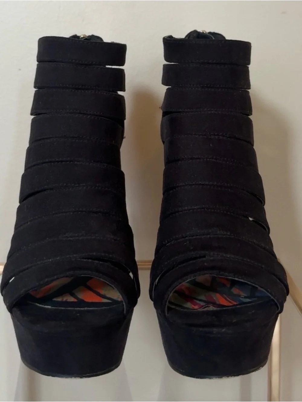Black Strappy Platform Heels